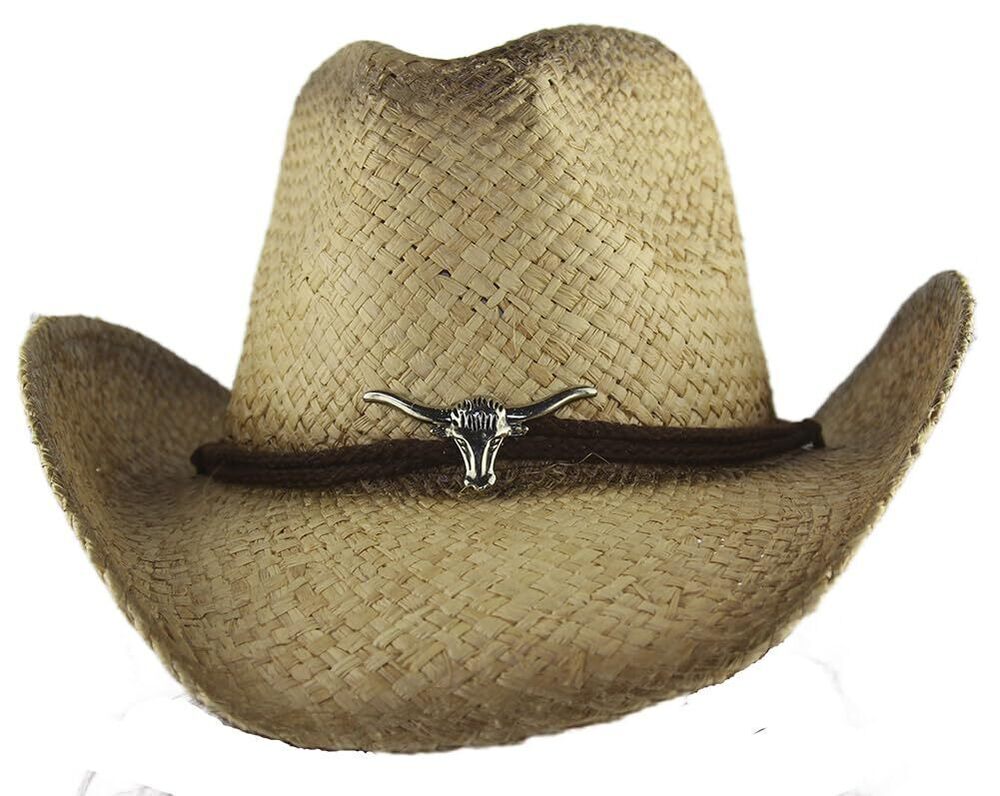 9297 & Western Style Cowboy/Cowgirl Straw Hat Bull
